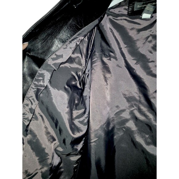 Vintage 90’s Y2K BANANA REPUBLIC Dark Brown Cool Leather Coat Mens Small - Picture 3 of 5